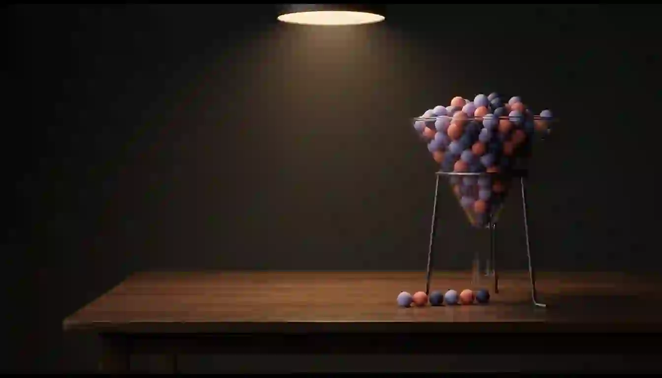 Muchos se interesan, pocos reservan: el embudo existe para que esos pocos lleguen bien a enero Embudo de cristal sobre una mesa de madera oscura, lleno de pequeñas esferas de colores lavanda, coral y azul marino, con unas pocas ya fuera alineadas sobre la mesa bajo un foco