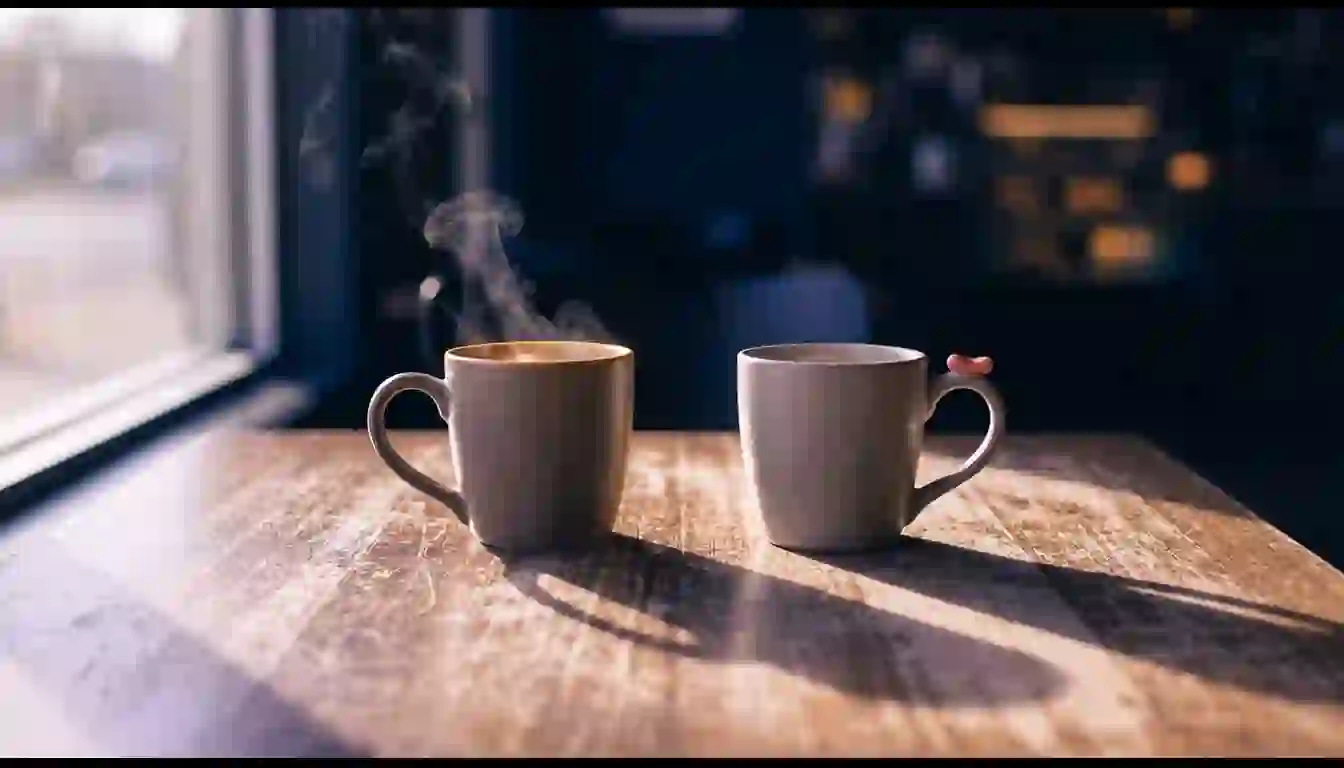 La conversación ha empezado. Lo que pase los tres días siguientes decide si termina Dos tazas de café enfrentadas sobre una mesa de madera, una todavía humeando y la otra intacta